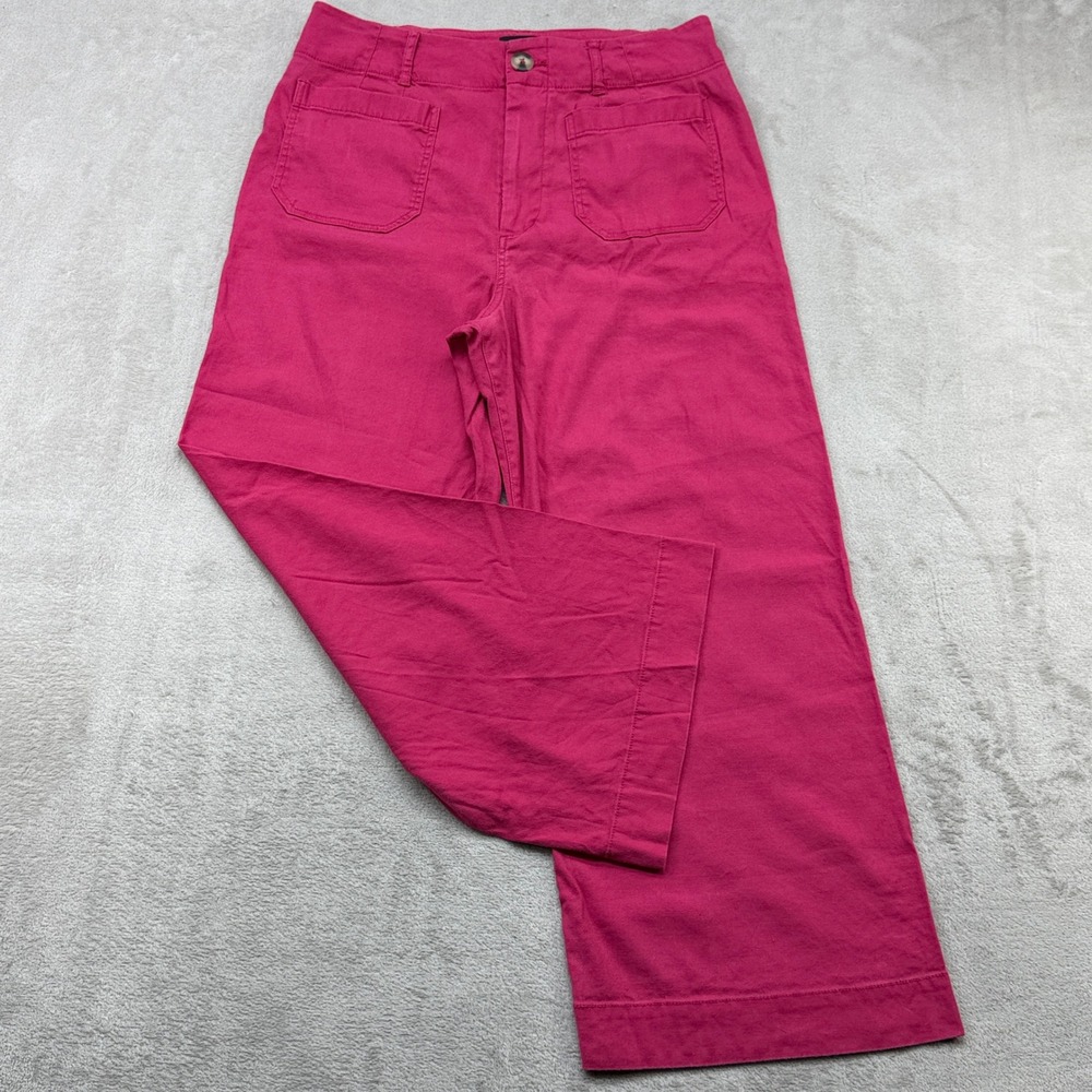 Maeve The Colette Pants Women 31 Pink Wide Leg Linen Blend Cropped Patch Pocket